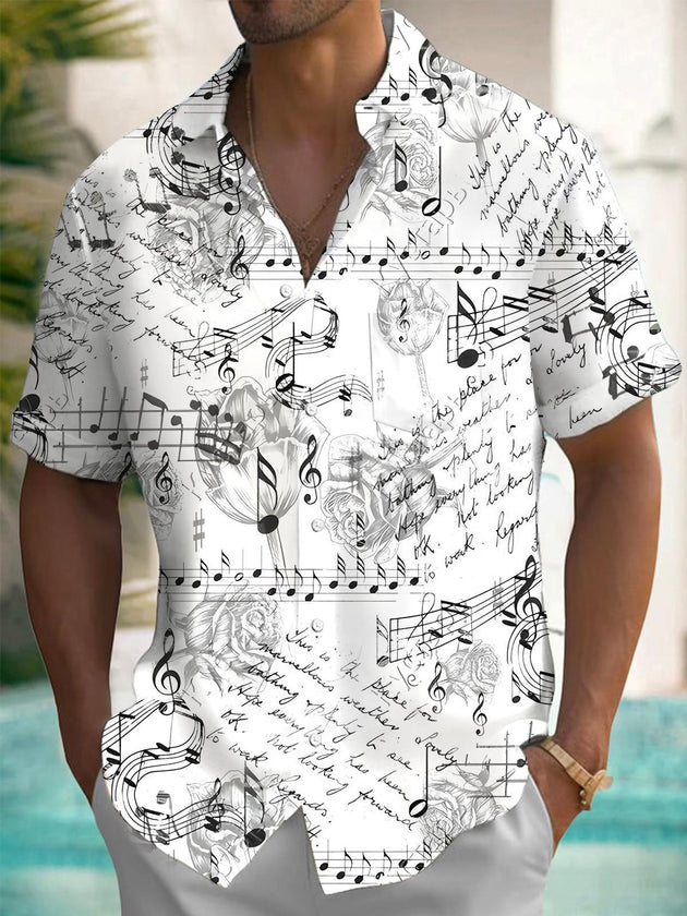 men's music print shirt front view