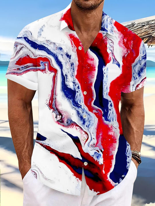 men's abstract print shirt front view Independence Day