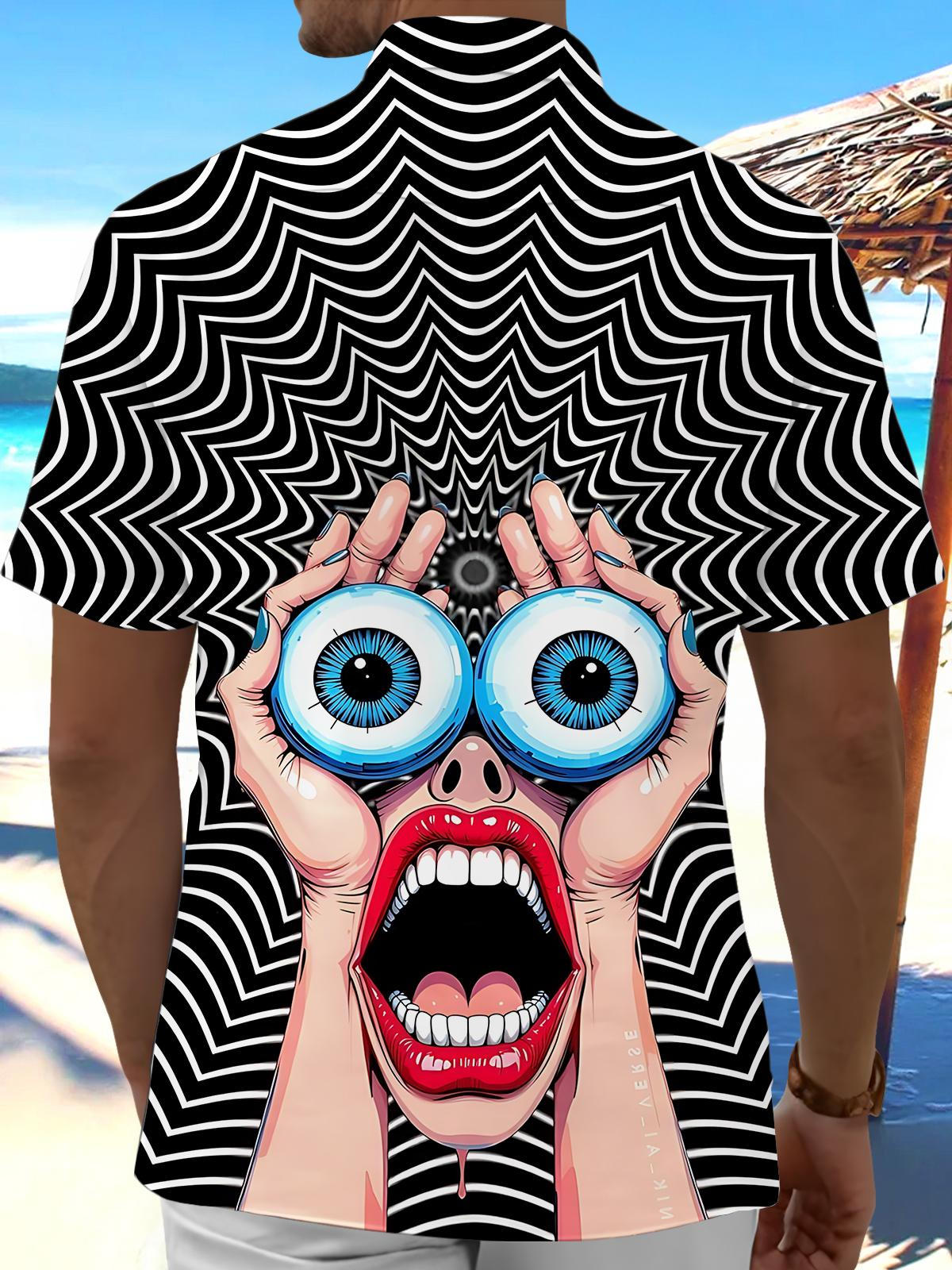 Funny Print Men's Pocket Short Sleeve Shirts