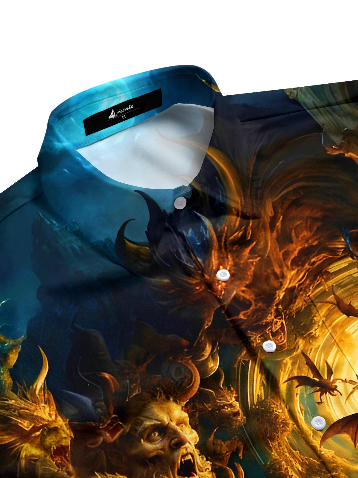 Dark Demon Realm Entrance Men's Pocket Short Sleeve Shirts