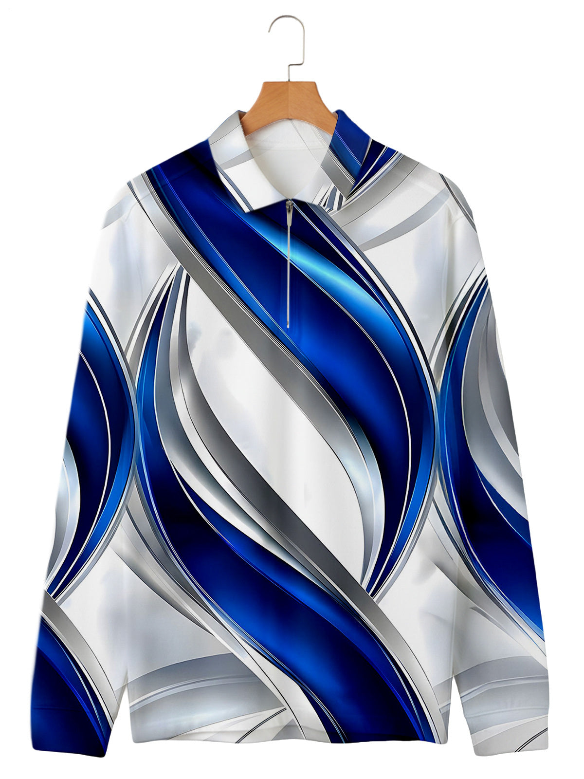 Abstract Men's Long Sleeve Zipper Polo
