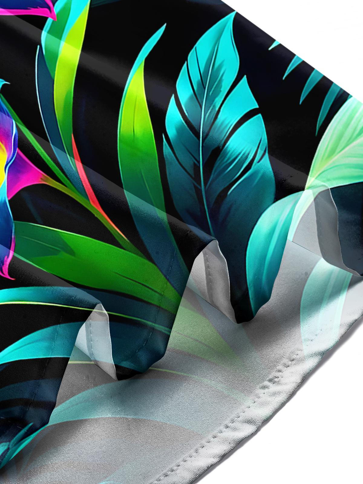 Hawaiian Floral Leaf Men's Pocket Short Sleeve Shirts