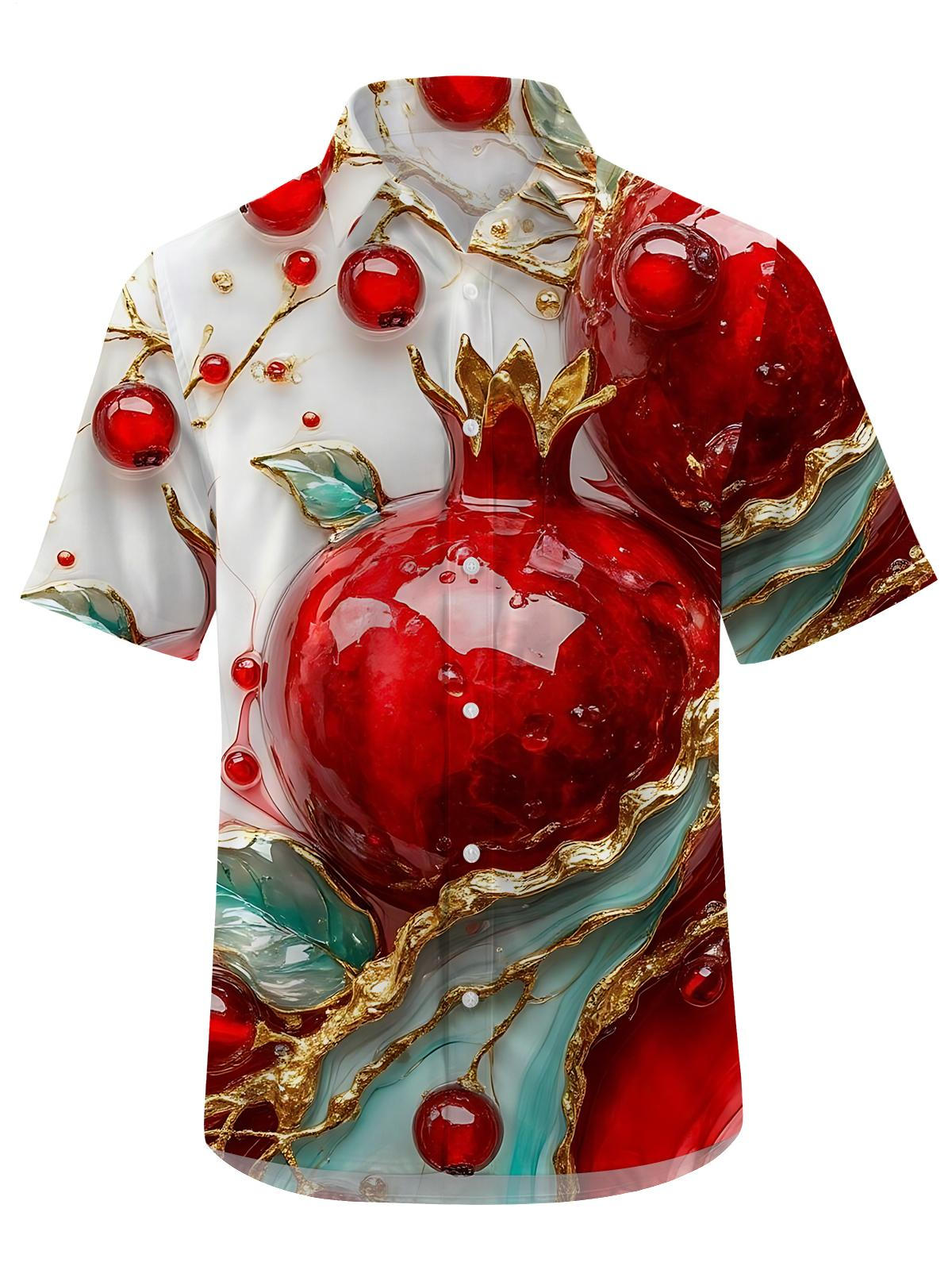 Pomegranate Art Print Men's Pocket Short Sleeve Shirts