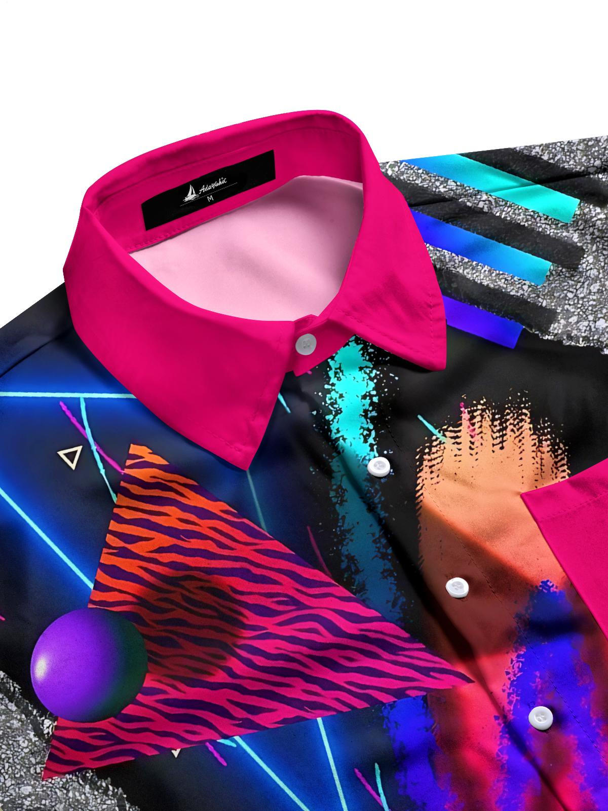 Geometric Print Men's Pocket Short Sleeve Shirts