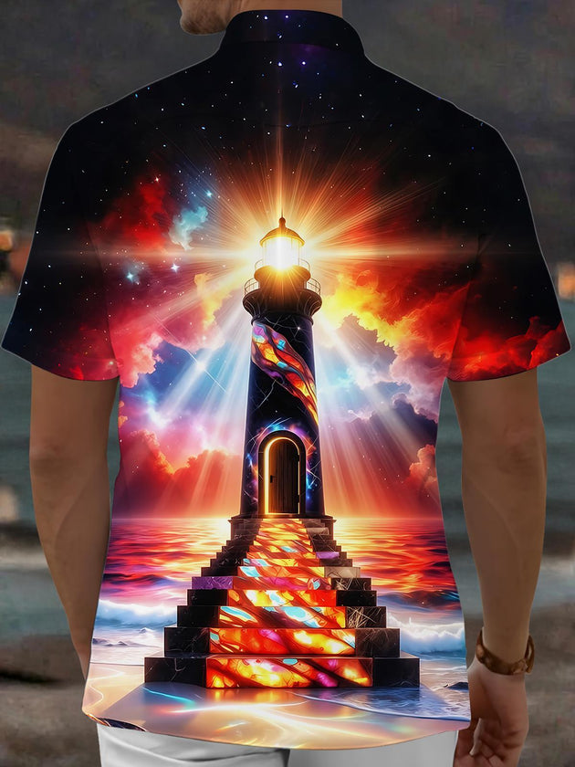 Hawaiian Lighthouse Men's Pocket Short Sleeve Shirts