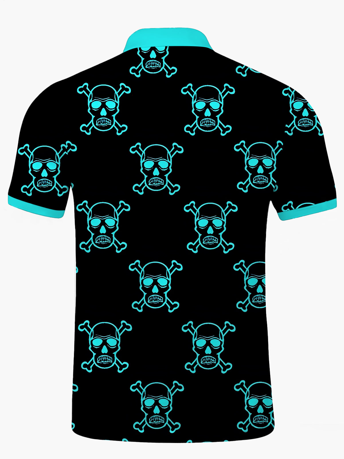 Skull Print Men's Short Sleeve Button Polo Shirt
