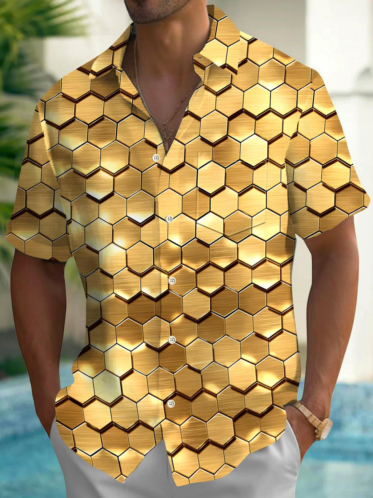 Geometry Men's Pocket Short Sleeve Shirts