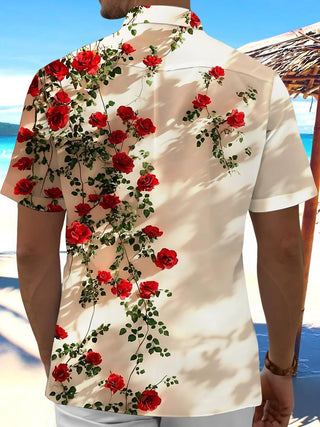 men's floral pocket short sleeve shirt back view