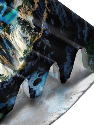 Men's ocean print short sleeve shirt lifestyle side view
