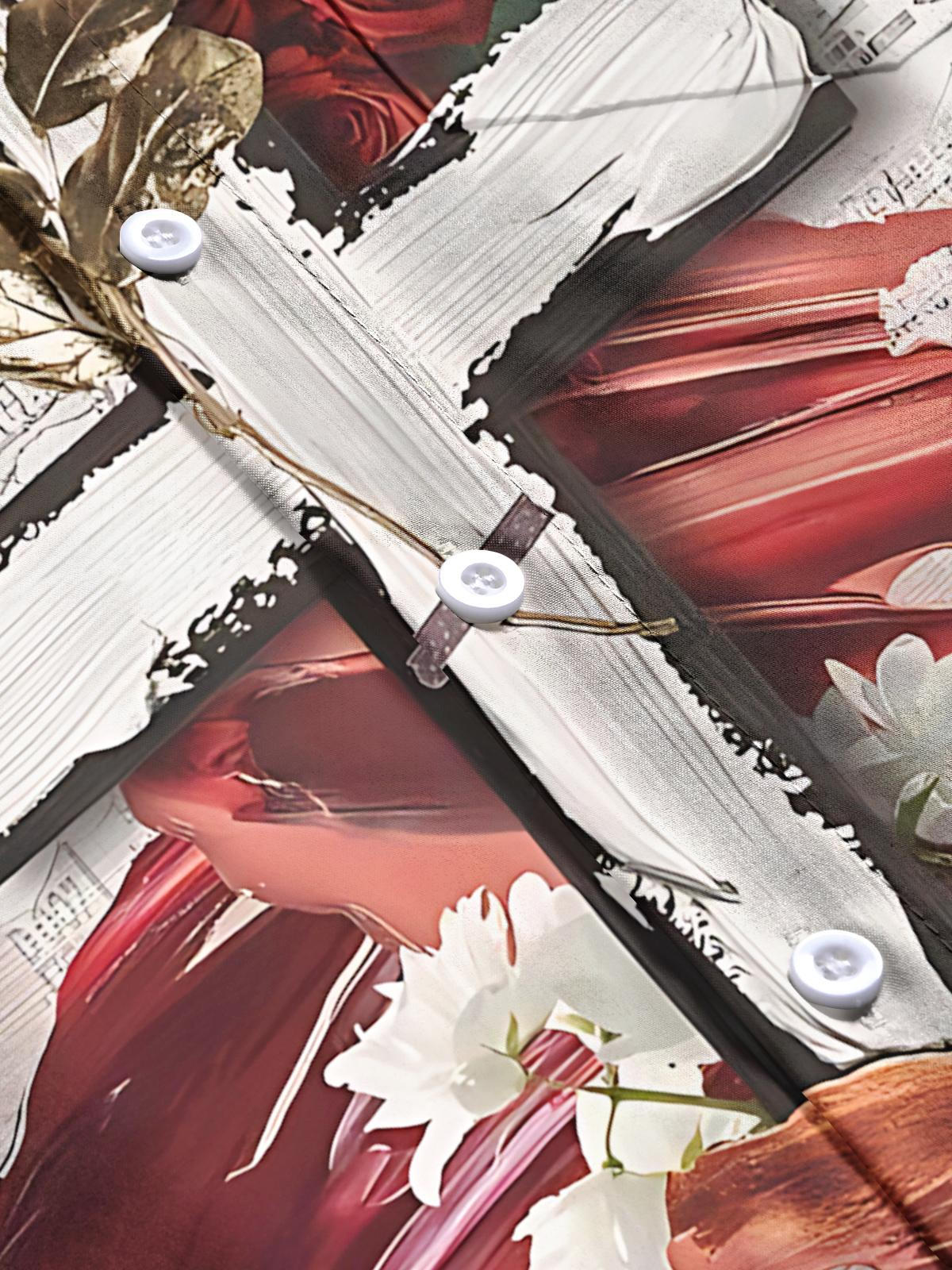 Cross Print Men's Pocket Short Sleeve Shirts