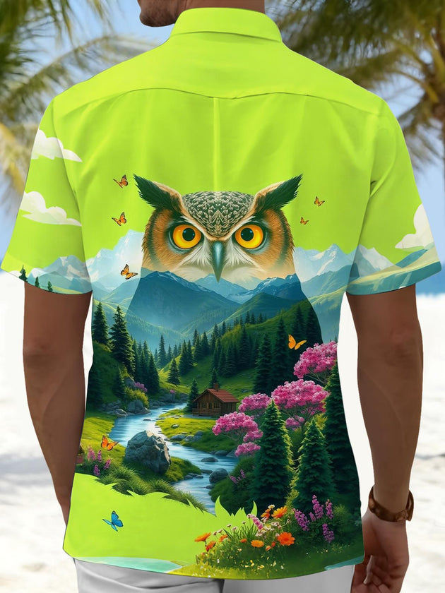 men's bird print shirt back view