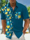 Hawaiian Pineapple Cocktail Men's Pocket Short Sleeve Shirts