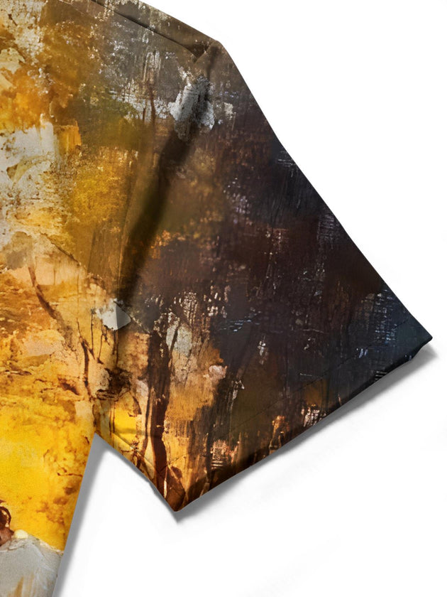 men's printed shirt close-up short sleeve