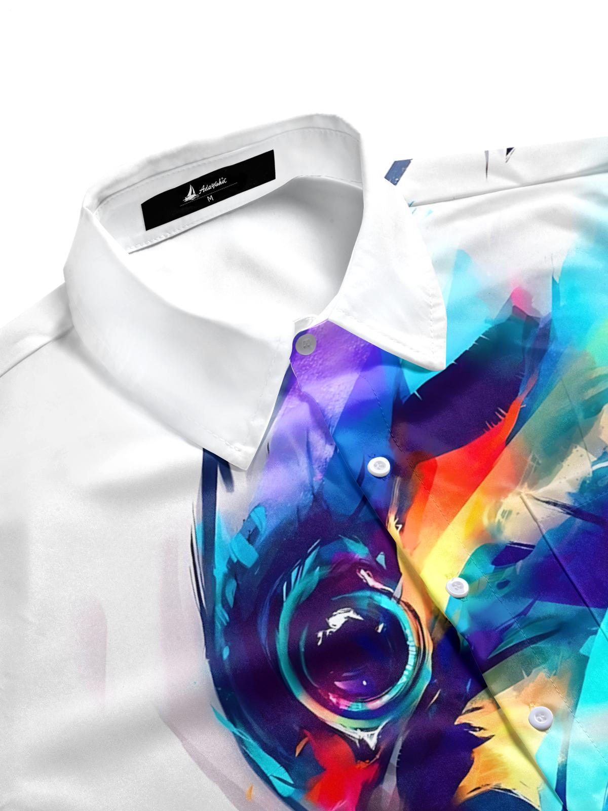 Bird Print Men's Pocket Short Sleeve Shirts