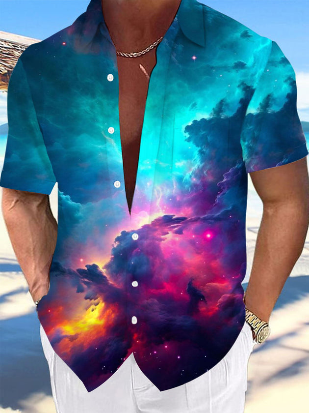 men's abstract print shirt front view
