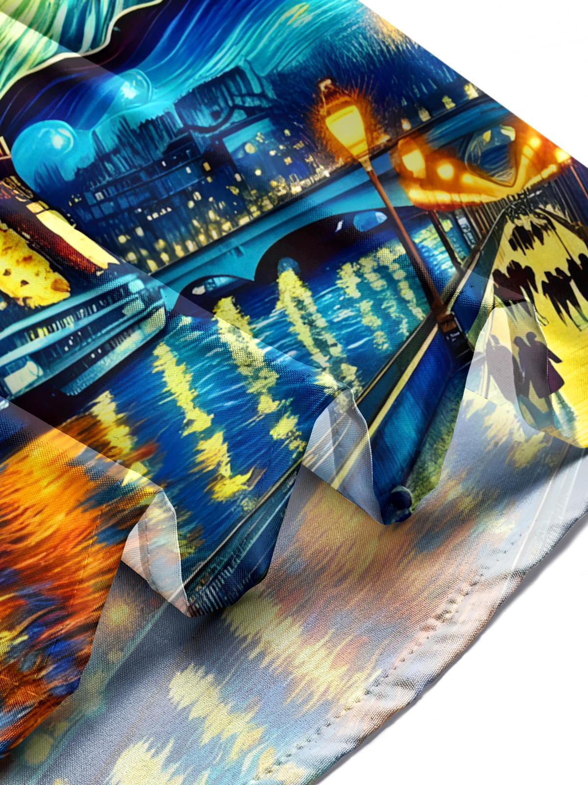 Oil Painting Art Print Men's Pocket Short Sleeve Shirts