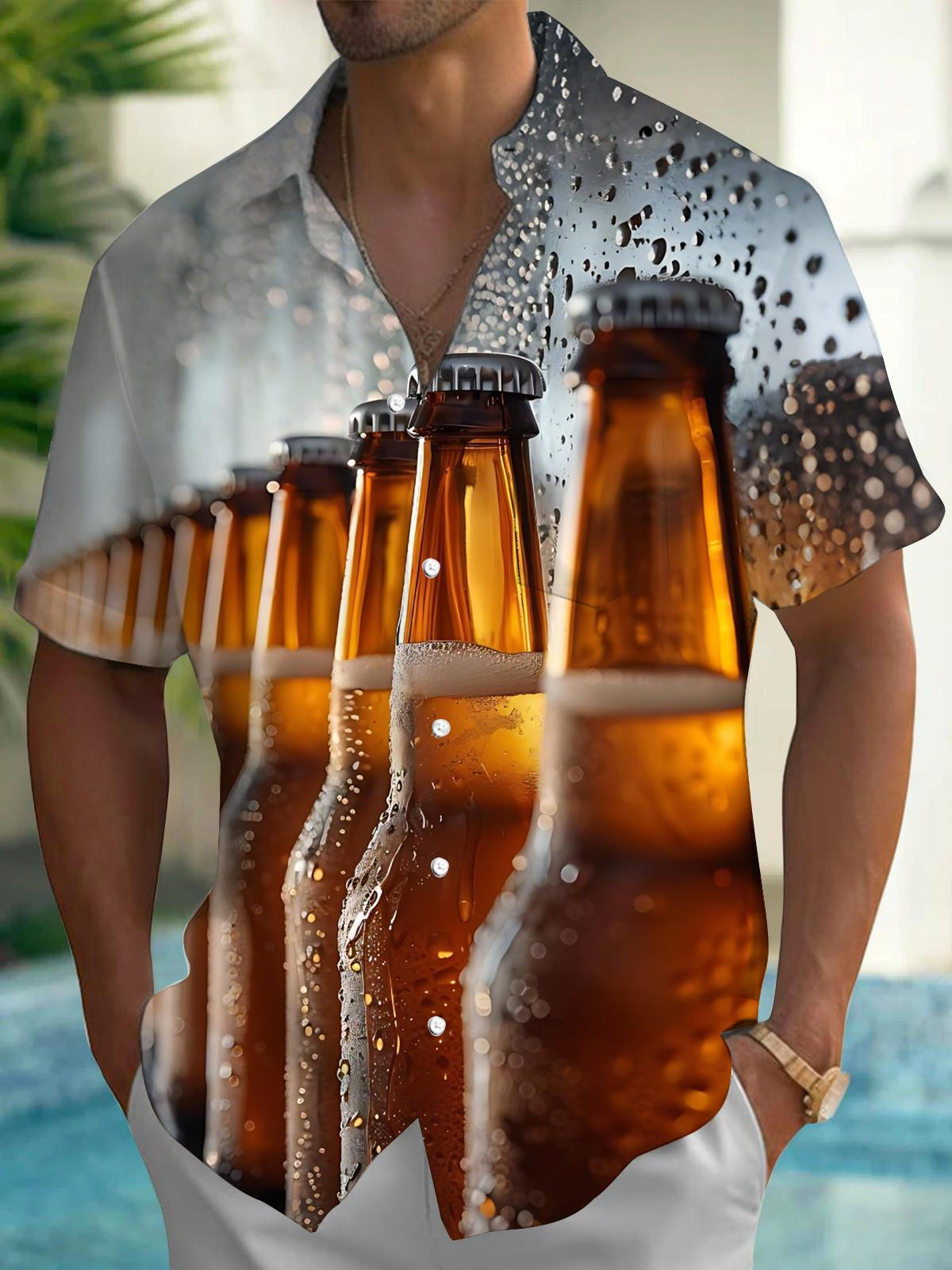 men's beer print shirt front view