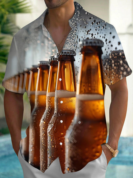 men's beer print shirt front view
