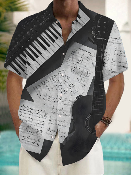 men's music print shirt front view