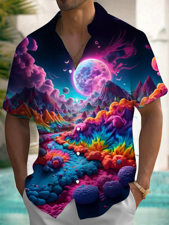 men's art print shirt front view