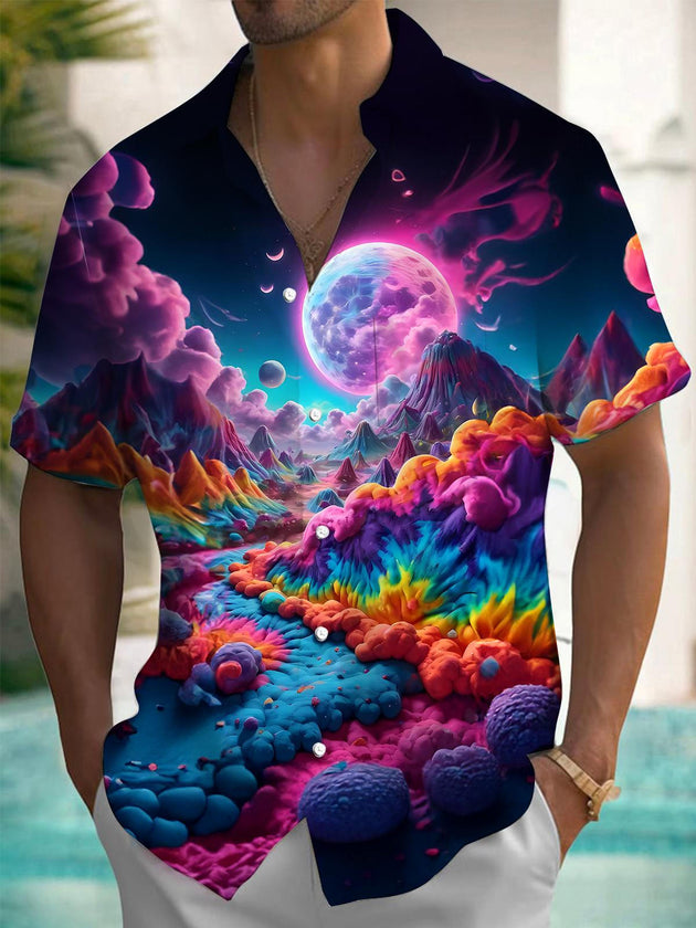 men's art print shirt front view