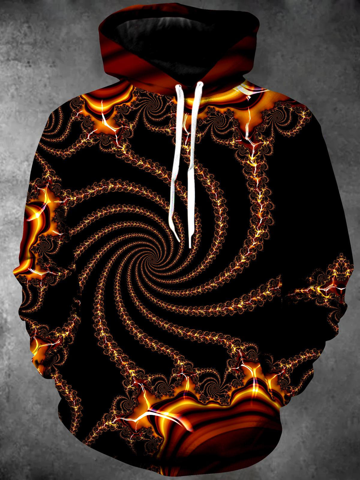 Abstract Long Sleeve Hooded Pocket Men's Top