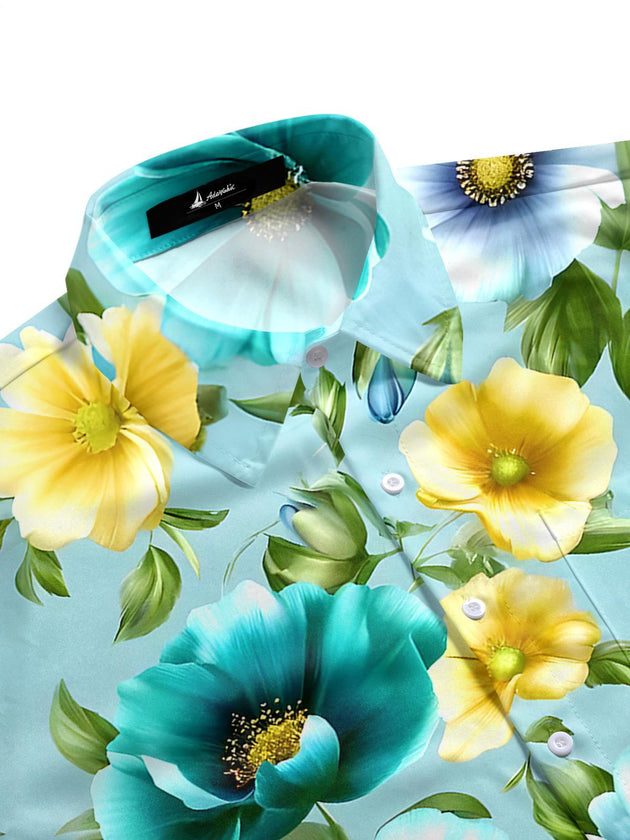 Men's aloha floral short sleeve shirt side view