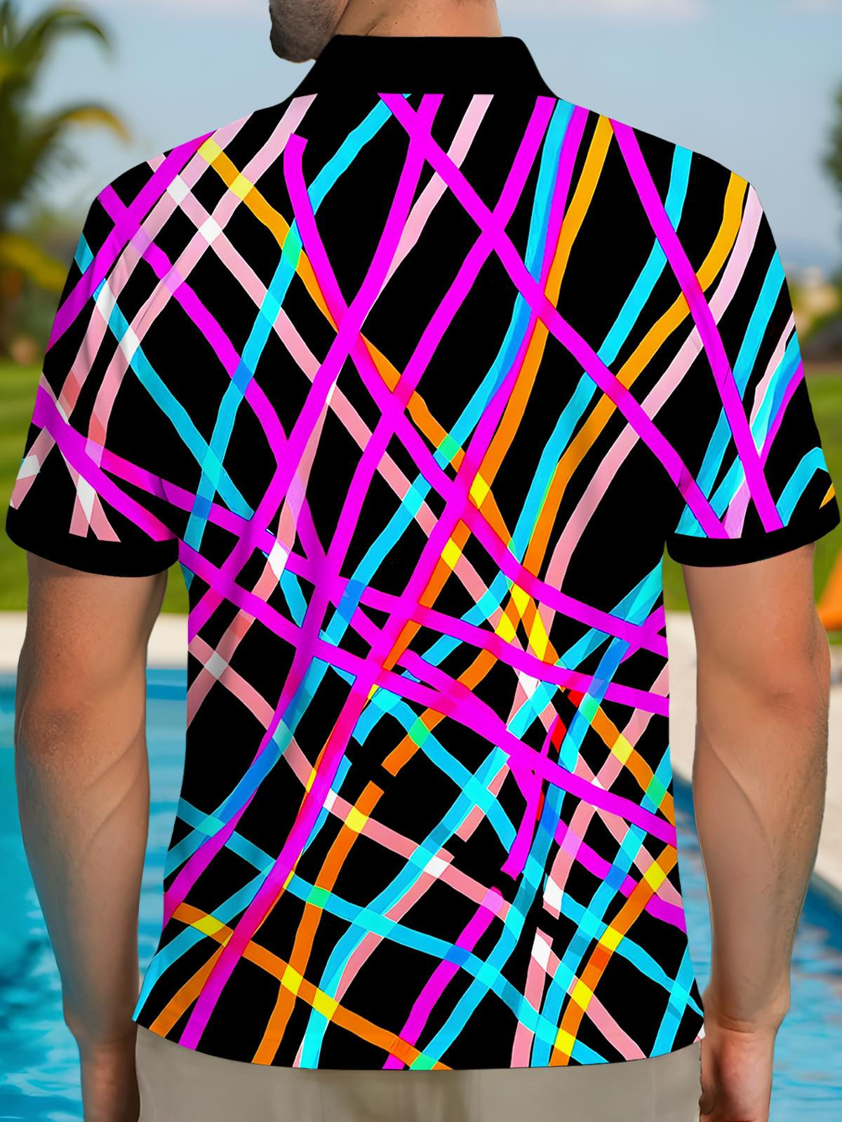 Line Men's Short Sleeve Button Polo Shirt