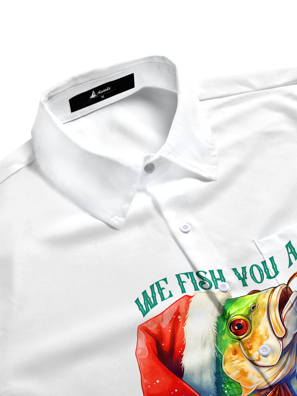 Fun Christmas Fish Light Ball Xmas Men's Pocket Short Sleeve Shirts
