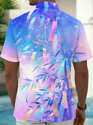 Men's tie dye Hawaiian short sleeve shirt back view