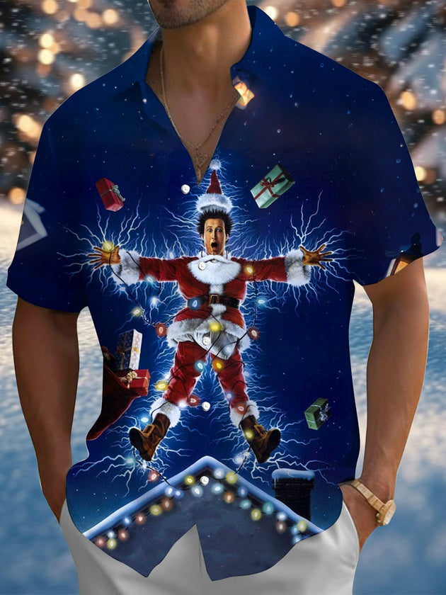 men's Christmas shirt front view holiday party