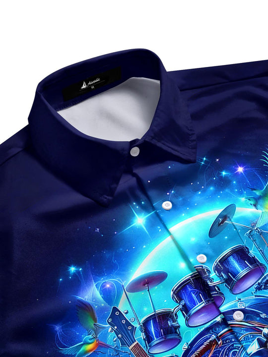 men's rock pattern shirt side view
