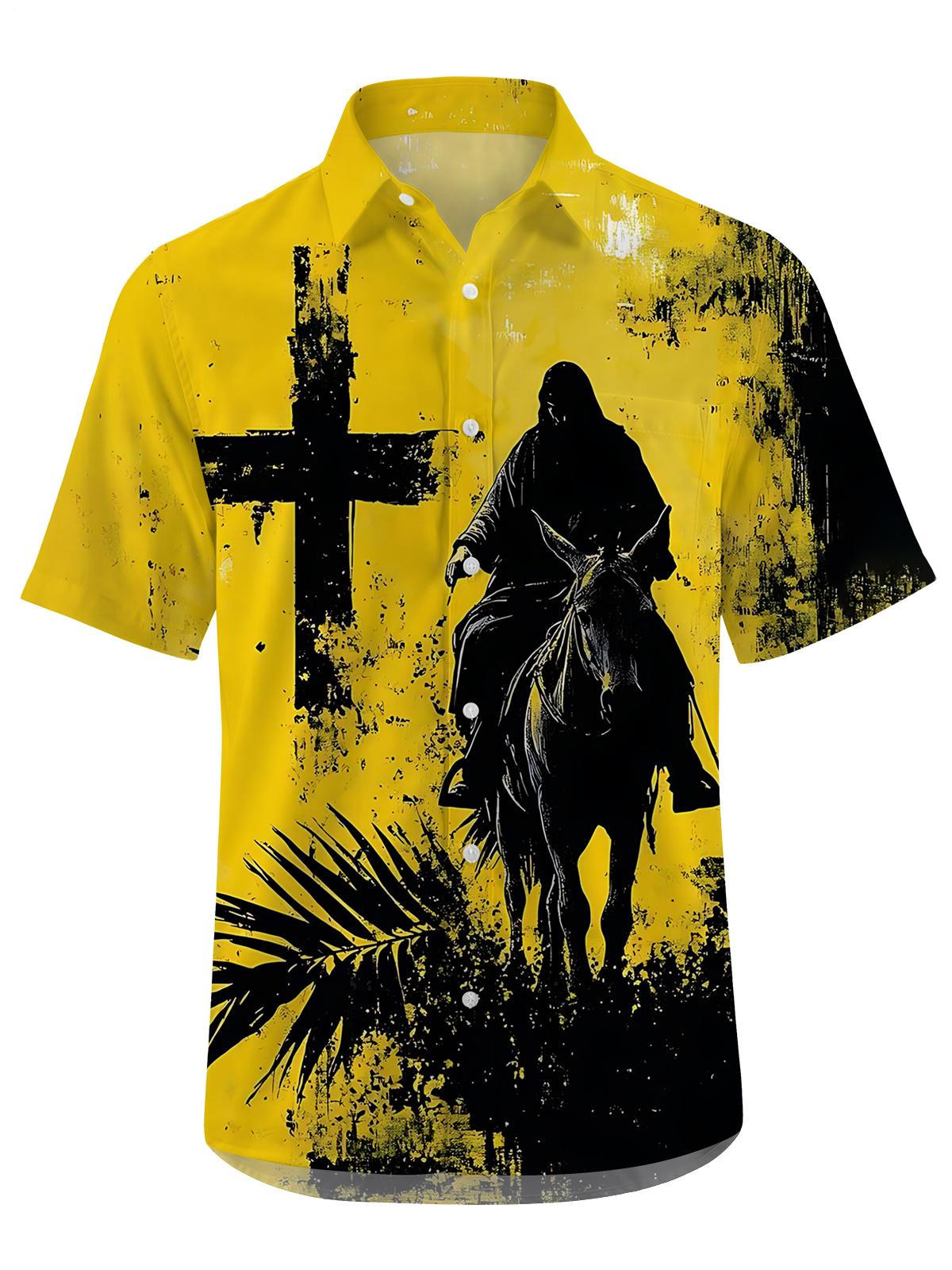 Jesus Christ print Men's Pocket Short Sleeve Shirts