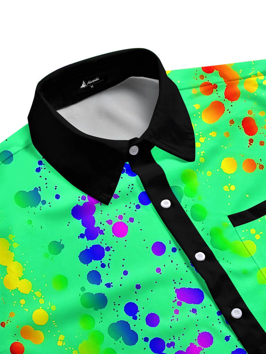 Men's geometric tye dye half sleeve shirt side view