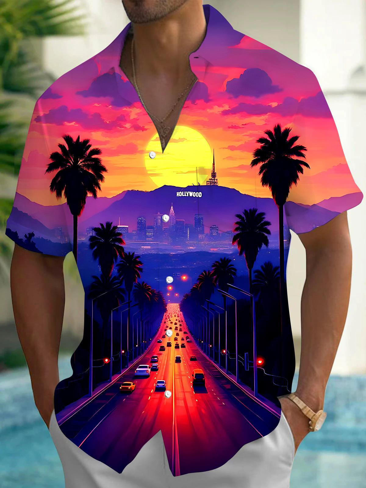 Hawaiian Hollywood Men's Pocket Short Sleeve Shirts