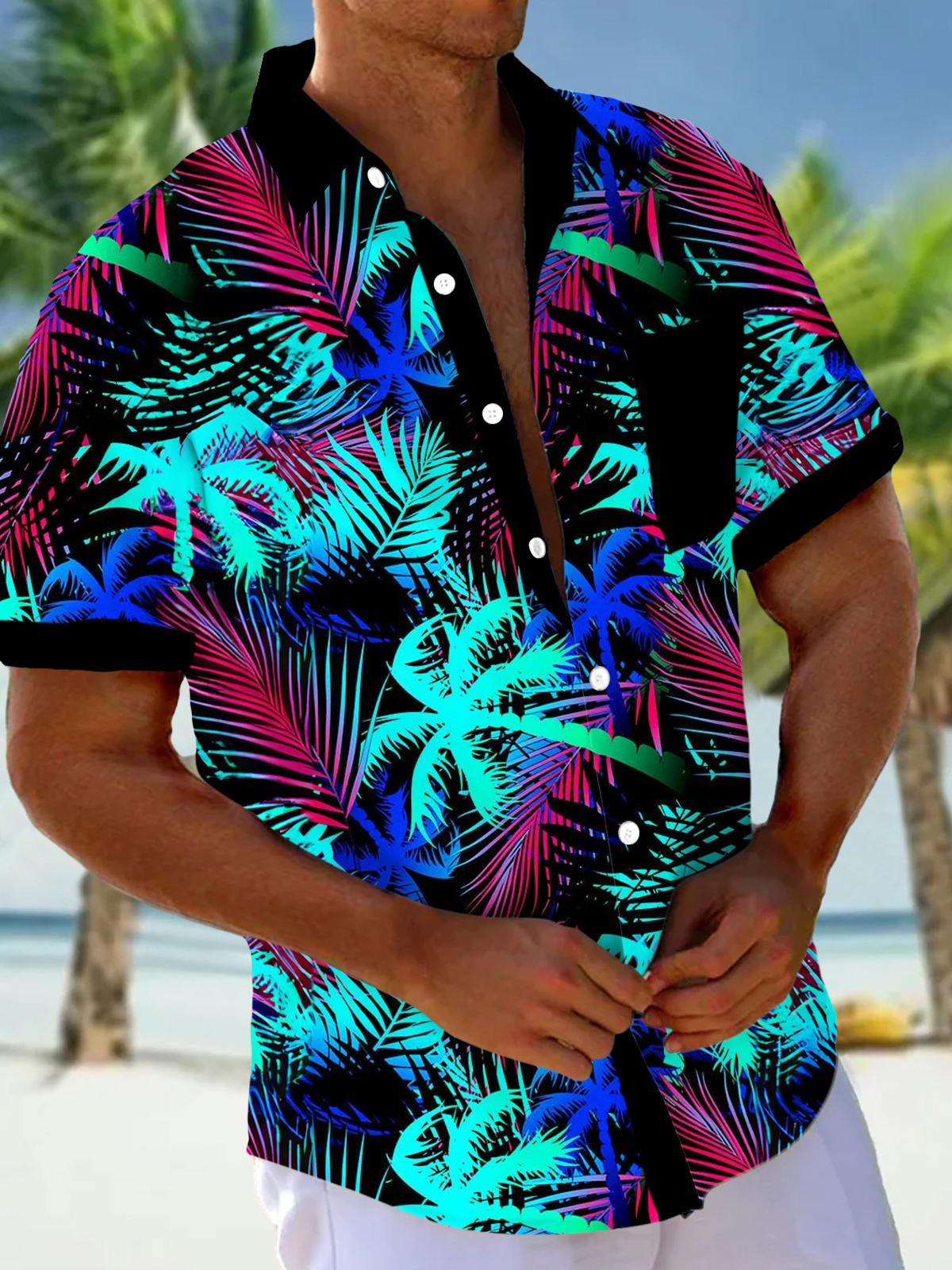 Coconut Tree Men's Pocket Short Sleeve Shirts