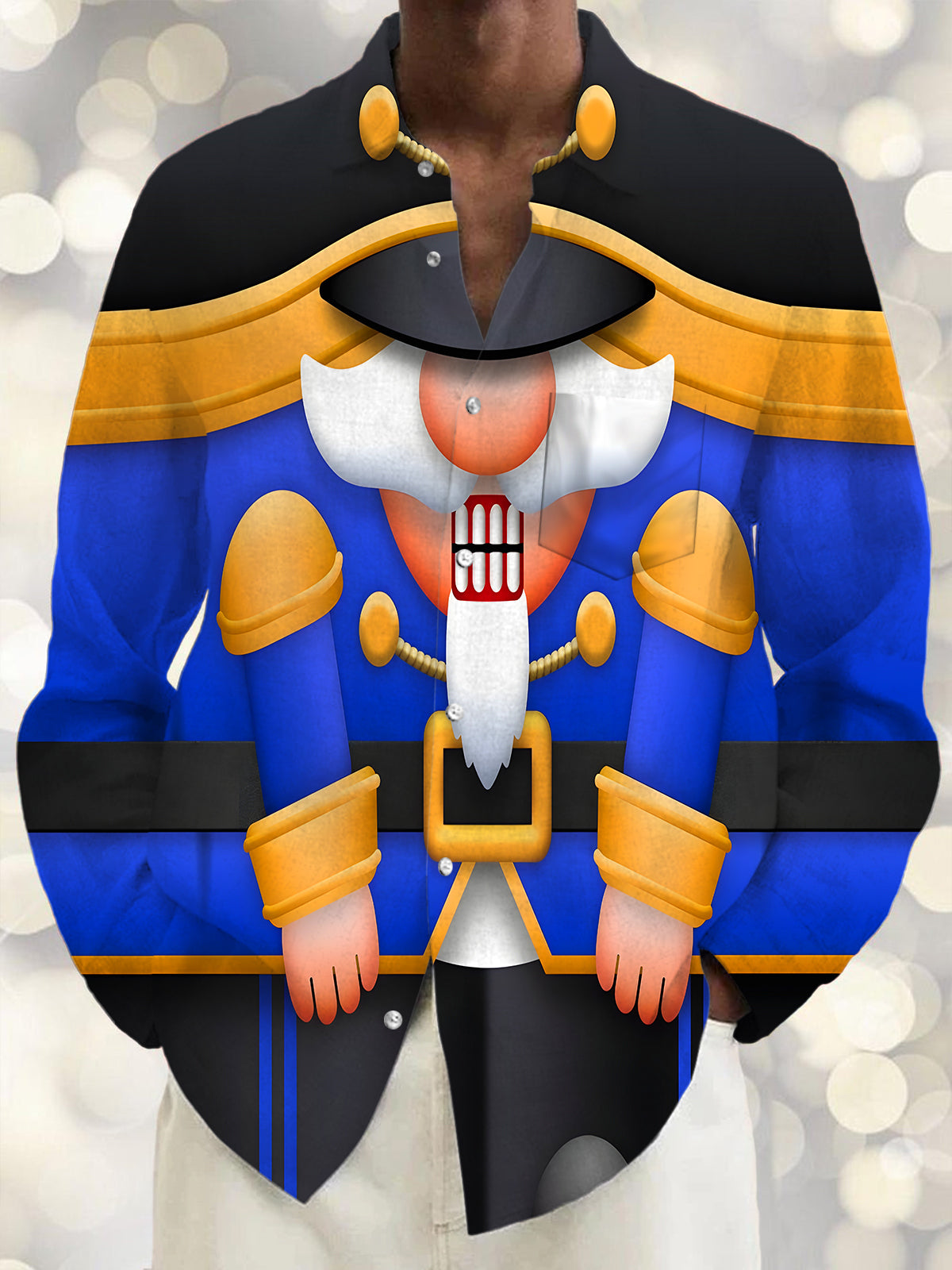 Fun Nutcracker Soldiers Men's Pocket Long Sleeve Shirts