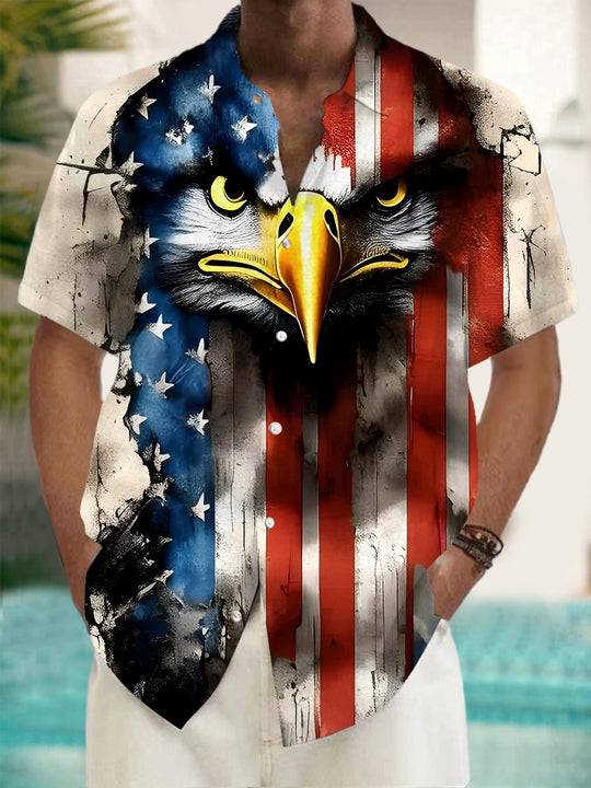 men's eagle print shirt front view Independence Day