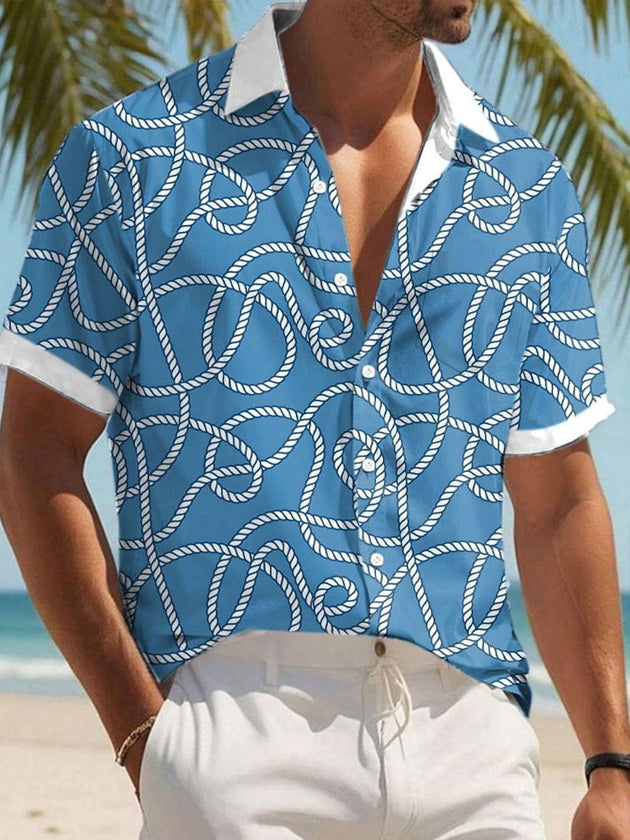 men's geometric print shirt front view