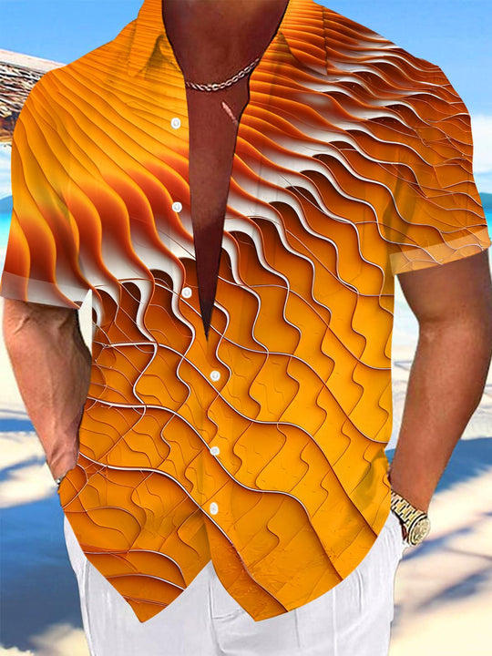 Men's abstract print pocket short sleeve shirt front view