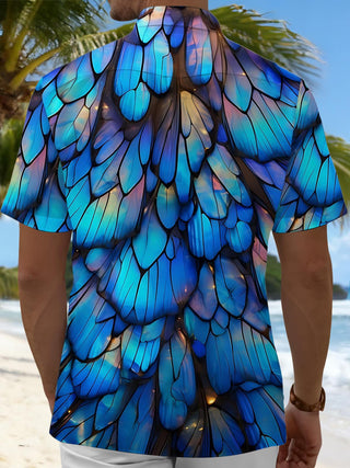 Men's short sleeve shirt butterfly wing print back view