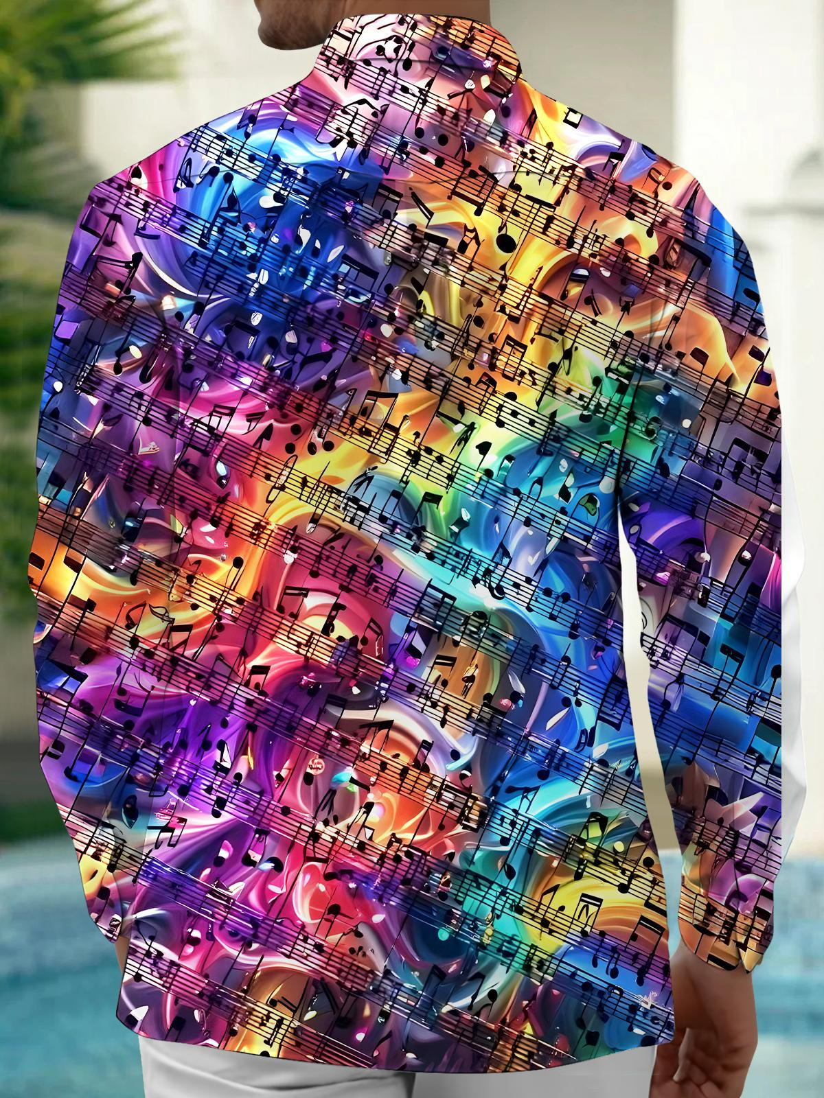 Musical Note Men's Pocket Long Sleeve Shirts