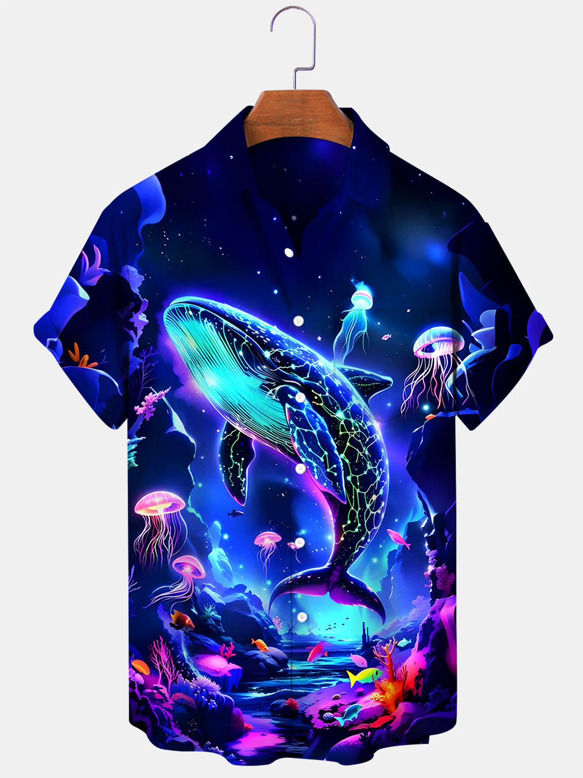 Hawaiian Whale Men's Pocket Short Sleeve Shirts