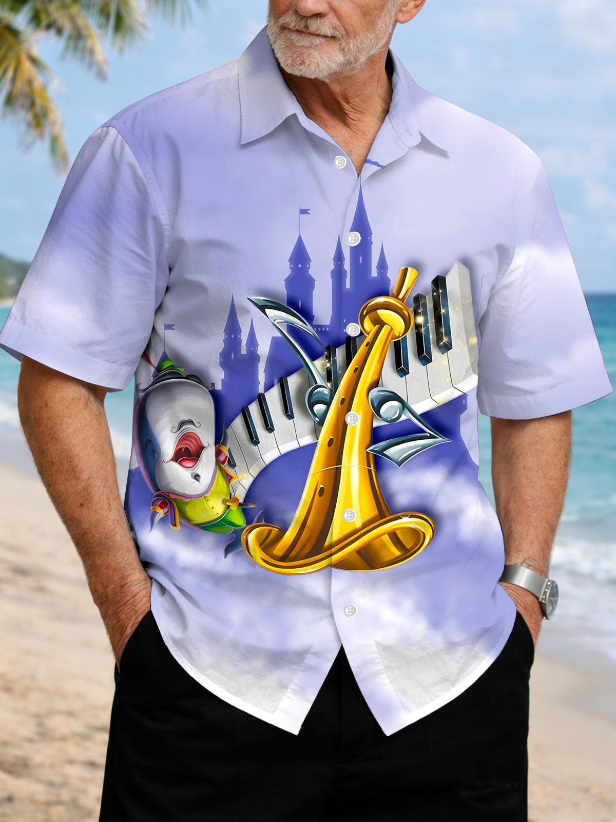 Musical Instrument Art Print Men's Pocket Short Sleeve Shirts