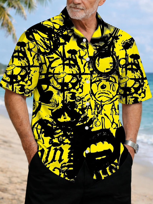 men's abstract print shirt front view
