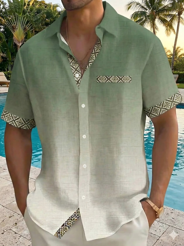 men's geometric print shirt front view