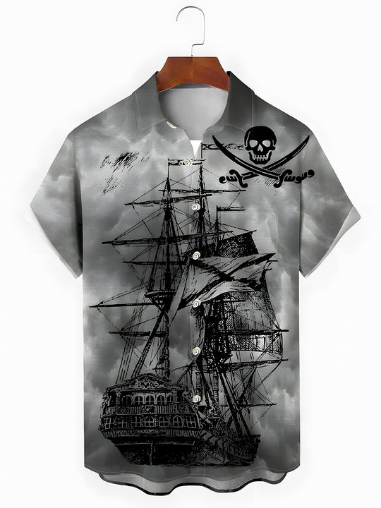 men's Hawaiian shirt front view tropical beach vacation
