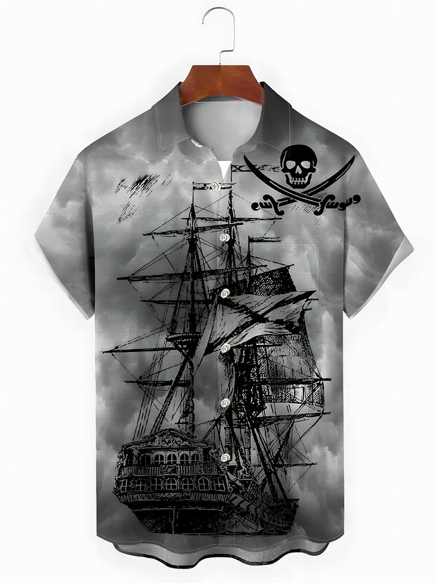 men's Hawaiian shirt front view tropical beach vacation