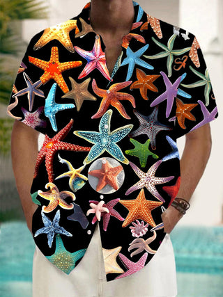 men's fish print shirt front view
