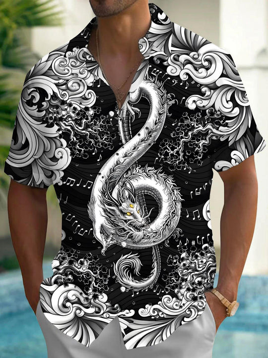 men's dragon print shirt front view